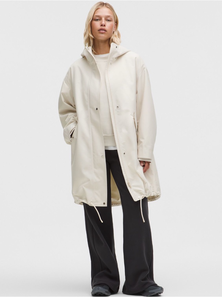 Lululemon Athletica Cream Hooded Trench Coat